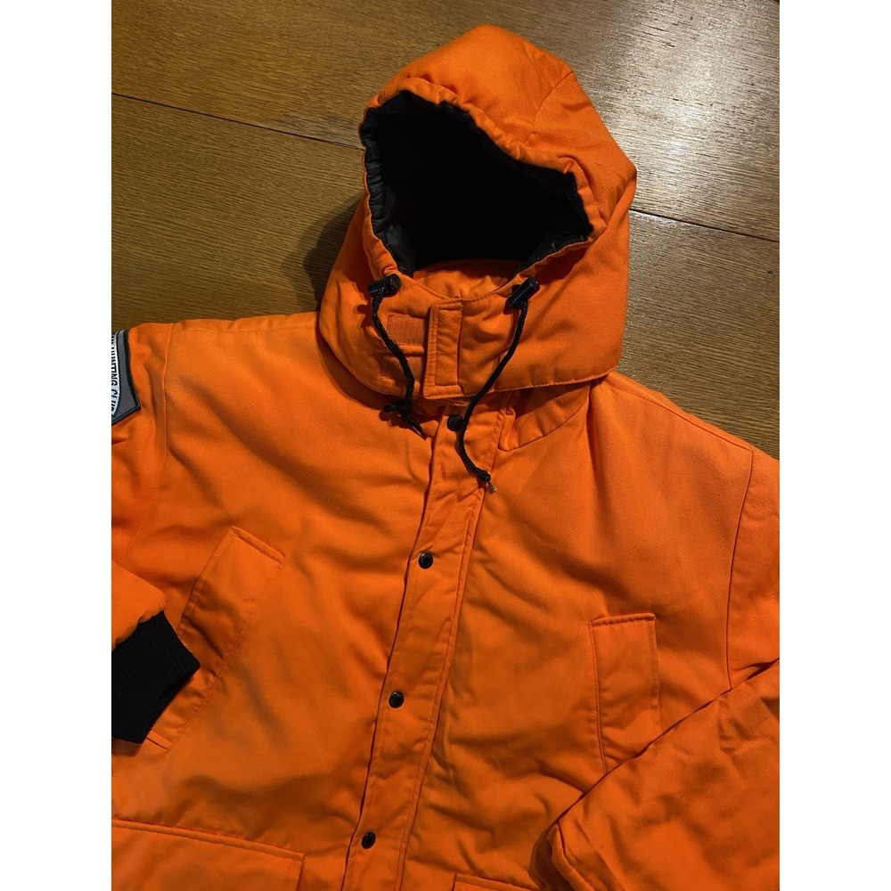 VTG Winchester Blaze Orange Hunting Coat XL Game Pouch‎ Hooded NAHC Patch